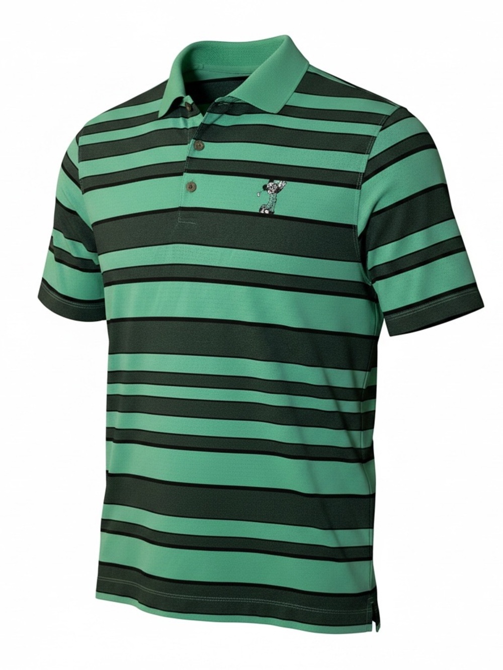 Nike x Disney Kelly Green Striped Golf Polo with Embroidered Mickey Men’s Small